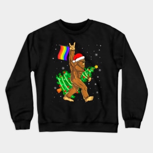 Bigfoot  Flag Gay Pride Month LGBT Christmas Tree Crewneck Sweatshirt